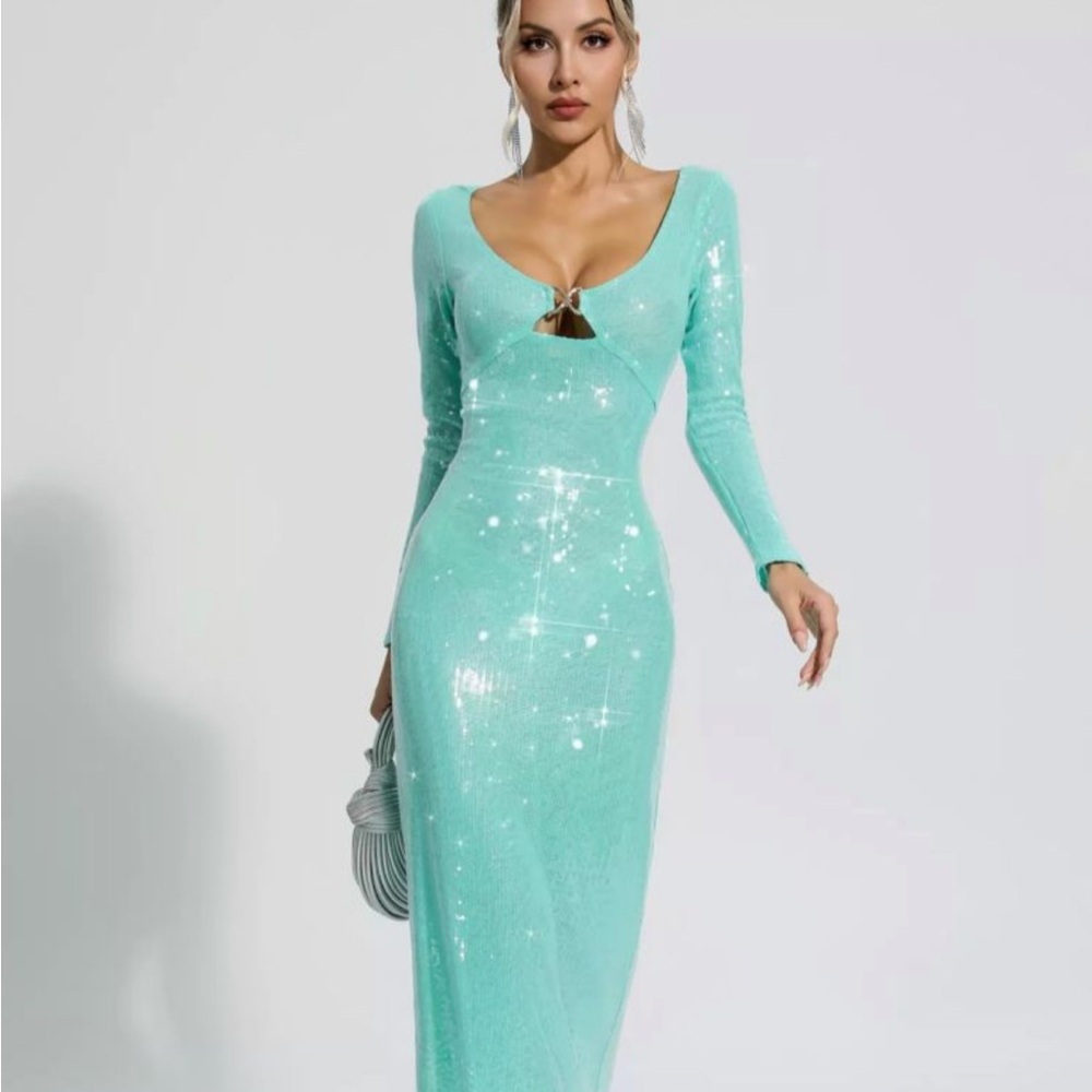 NWT Elegant Sequin Green Dress